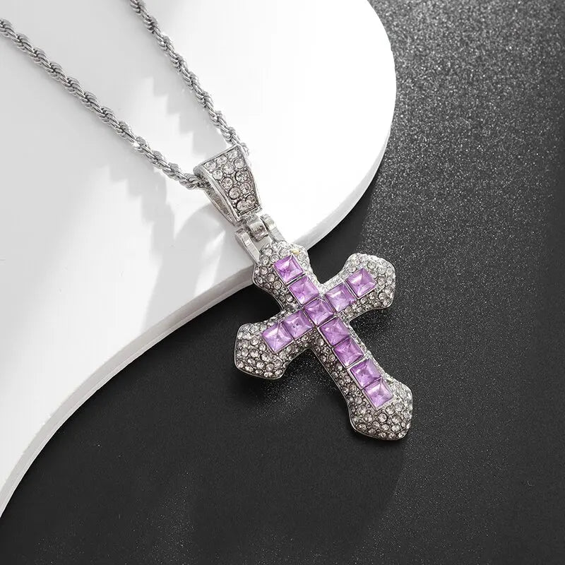 Exquisite Zircon Cross Pendant Necklace - Girls Fashion Temperament Jewelry Gift!