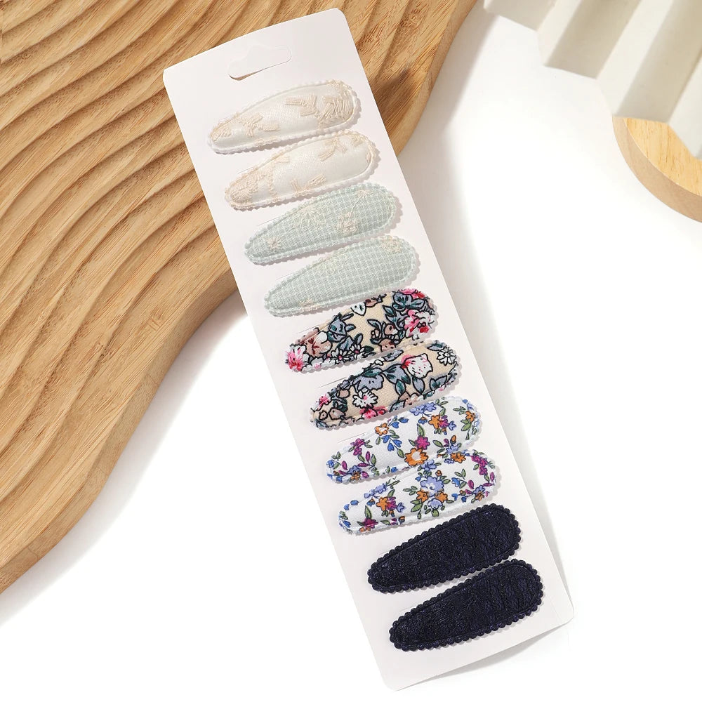 10PCS Cute Cotton Plaid Hair Clips for Girls 👧 | Fabric Hairpins Set – Baby & Kids Headwear Accessories!