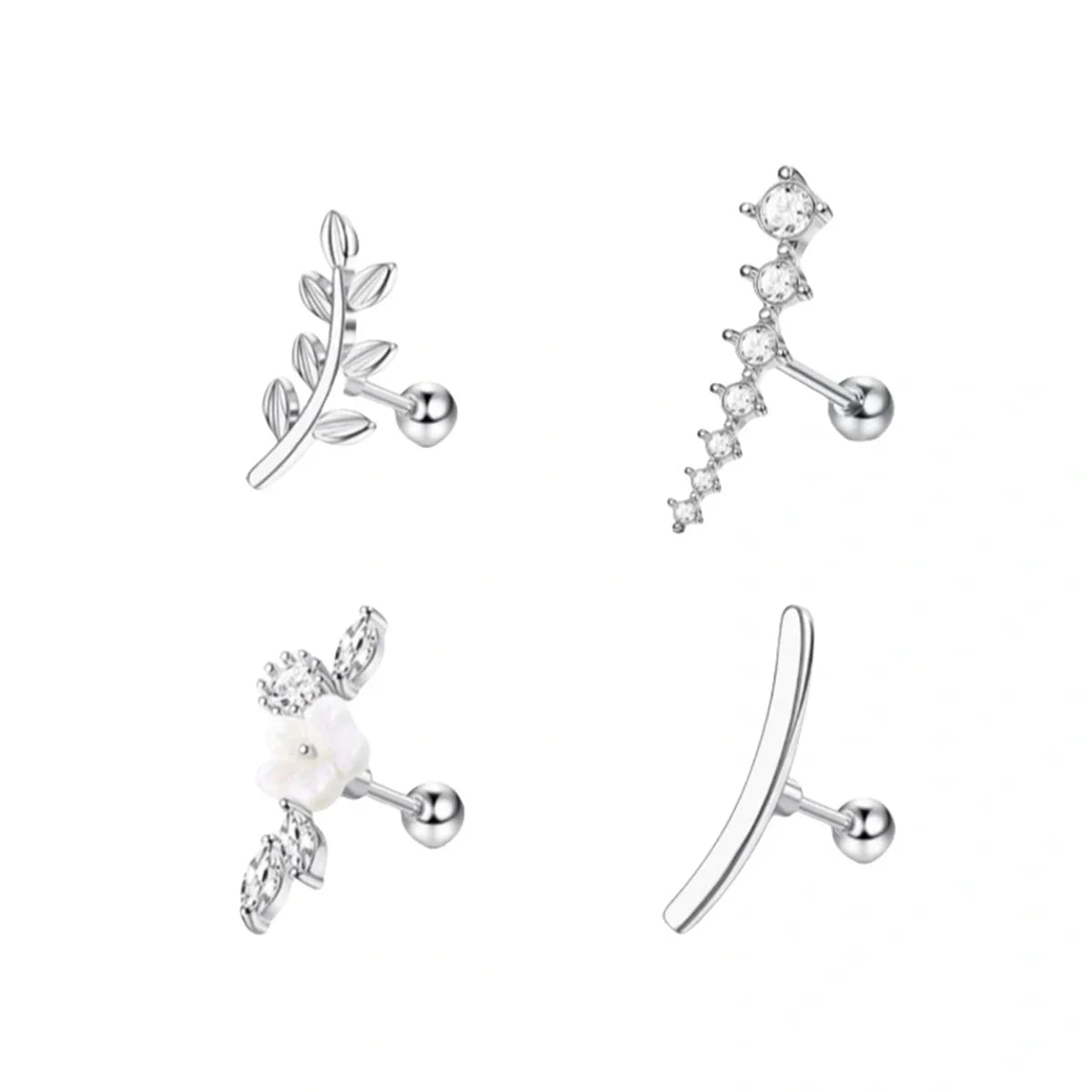 ✨ 4/6/8Pcs Screw Back Stud Earrings – Cubic Zirconia Piercing Jewelry | Hypoallergenic & Secure 💎