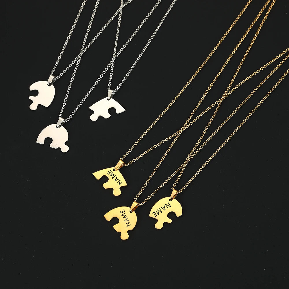 Personalized Heart Puzzle Necklace: Engraved Names Split Heart Pendant! - Kids Jewellery Shop