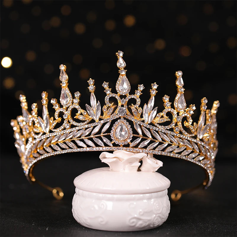 ✨ Luxury Rhinestone Crown – Tiara Headdress | Elegant Hair Ornament for Proms, Pageants & Special Occasions 💍💙