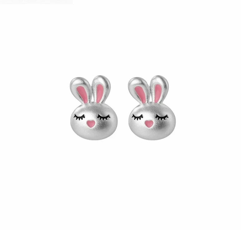 Adorable Pink Rabbit Earrings: Sweet Fashion Statement in 925 Tibetan Silver! - Kids Jewellery Shop