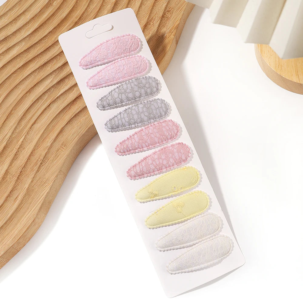 10PCS Cute Cotton Plaid Hair Clips for Girls 👧 | Fabric Hairpins Set – Baby & Kids Headwear Accessories!