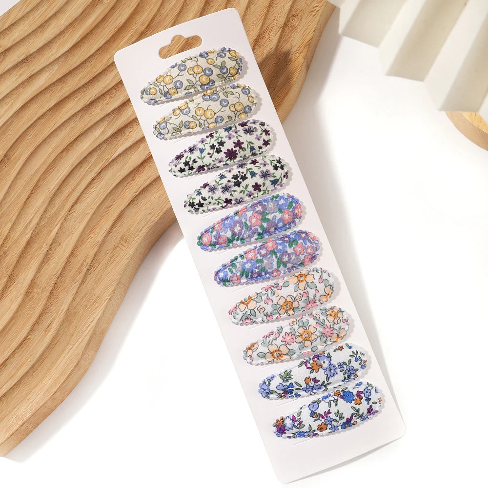 10PCS Cute Cotton Plaid Hair Clips for Girls 👧 | Fabric Hairpins Set – Baby & Kids Headwear Accessories!