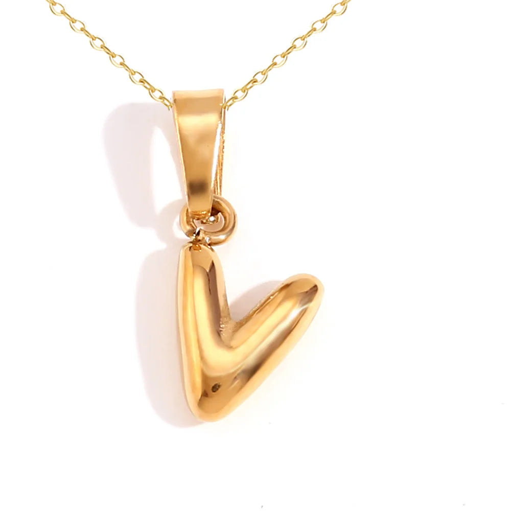 Mini Bubble Letter Pendant Necklace 🔤 | Dainty Unisex Stainless Steel Initial Jewelry for Boys & Girls | Cute A–Z Alphabet Gift Necklace 🎁