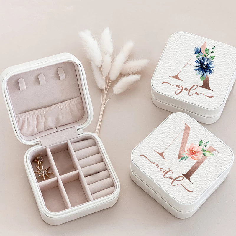 ✨ Personalized Custom Jewelry Box – Travel Ring Box with Name & Initial | Bridesmaid, Birthday, Proposal, Mother’s Day Gift 🎁💖