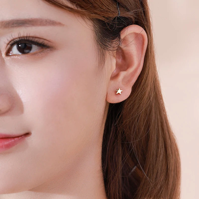 ✨Cute 5-Point Star Screw Back Stud Earrings for Girls & Women | Hypoallergenic Piercing Jewelry ⭐ Dainty Everyday Gift.