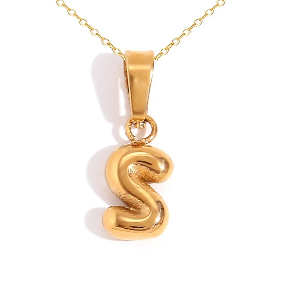 Mini Bubble Letter Pendant Necklace 🔤 | Dainty Unisex Stainless Steel Initial Jewelry for Boys & Girls | Cute A–Z Alphabet Gift Necklace 🎁