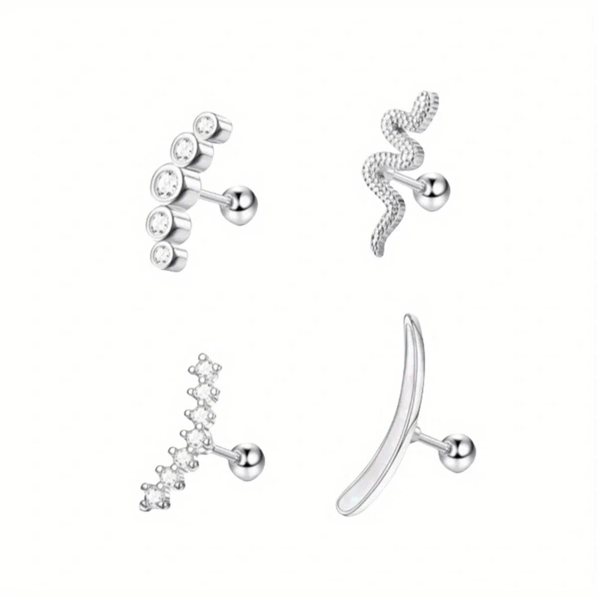 ✨ 4/6/8Pcs Screw Back Stud Earrings – Cubic Zirconia Piercing Jewelry | Hypoallergenic & Secure 💎