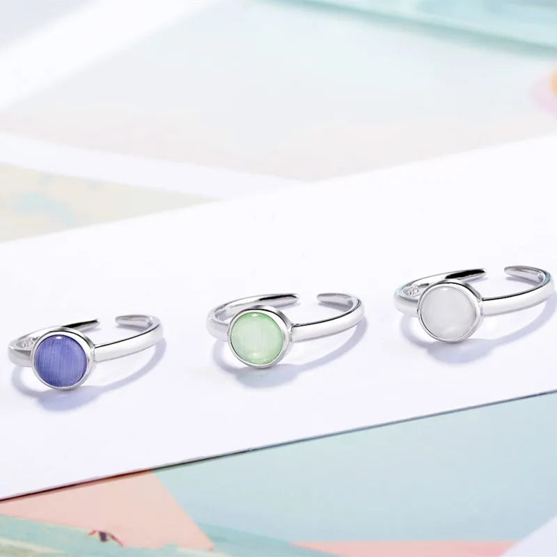 ✨ 925 Silver Plated Adjustable Opal Ring | Elegant Jewelry Gift for Women & Girls.