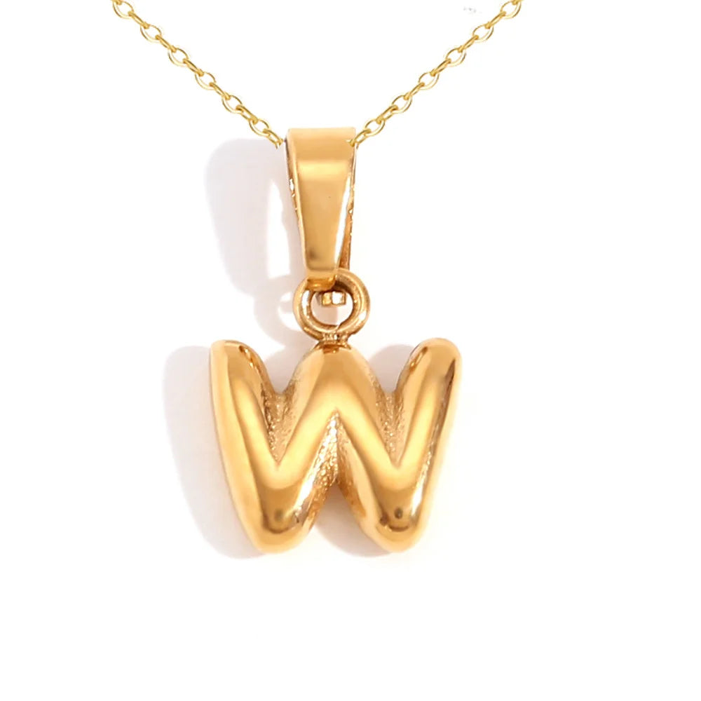 Mini Bubble Letter Pendant Necklace 🔤 | Dainty Unisex Stainless Steel Initial Jewelry for Boys & Girls | Cute A–Z Alphabet Gift Necklace 🎁