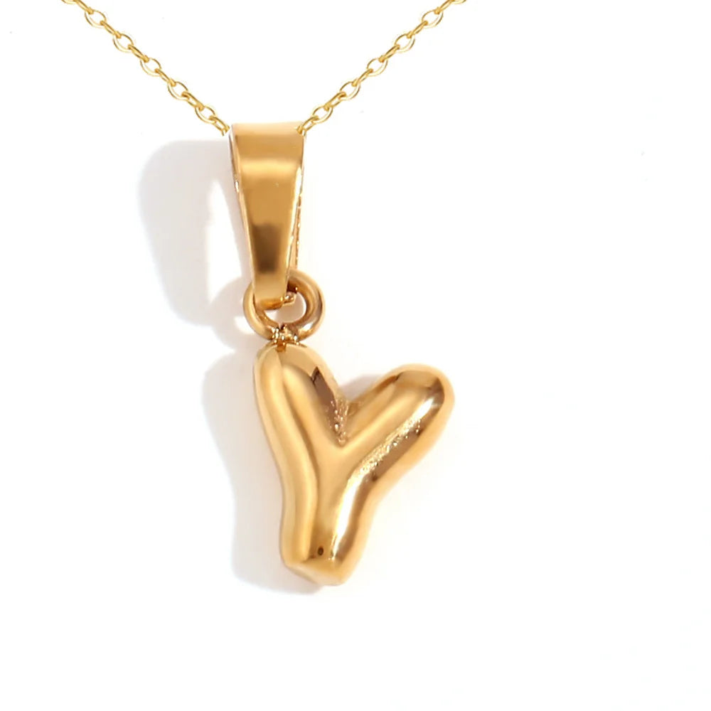 Mini Bubble Letter Pendant Necklace 🔤 | Dainty Unisex Stainless Steel Initial Jewelry for Boys & Girls | Cute A–Z Alphabet Gift Necklace 🎁