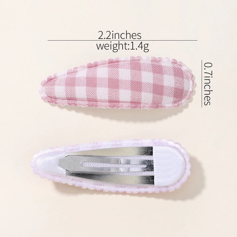 10PCS Cute Cotton Plaid Hair Clips for Girls 👧 | Fabric Hairpins Set – Baby & Kids Headwear Accessories!