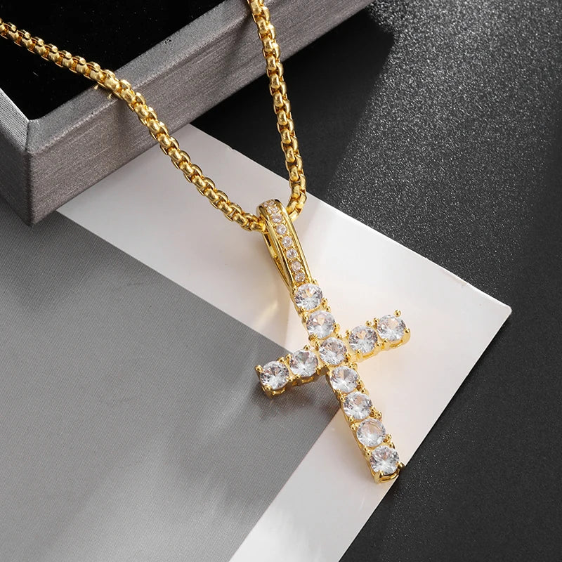 Exquisite Zircon Cross Pendant Necklace - Girls Fashion Temperament Jewelry Gift!