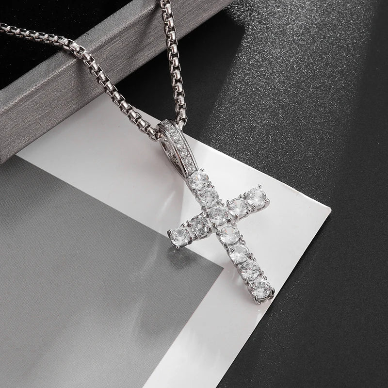 Exquisite Zircon Cross Pendant Necklace - Girls Fashion Temperament Jewelry Gift!