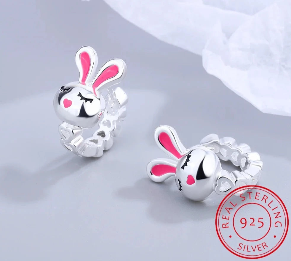 Cute 925 Sterling Silver Rabbit Hoop Earrings for Everyday Wear - Charming Jewelry for Girls, Teens, and Women, Anti-Allergic Delight! - Kids Jewellery Shop