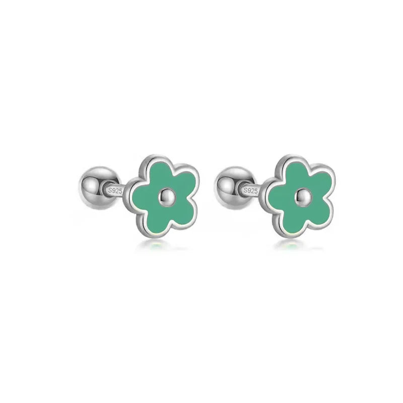 925 Sterling Silver Flower Screw Back Stud Earrings for Girls – Hypoallergenic Piercing Jewelry Gift | Simple & Elegant Kids Earrings 🌟