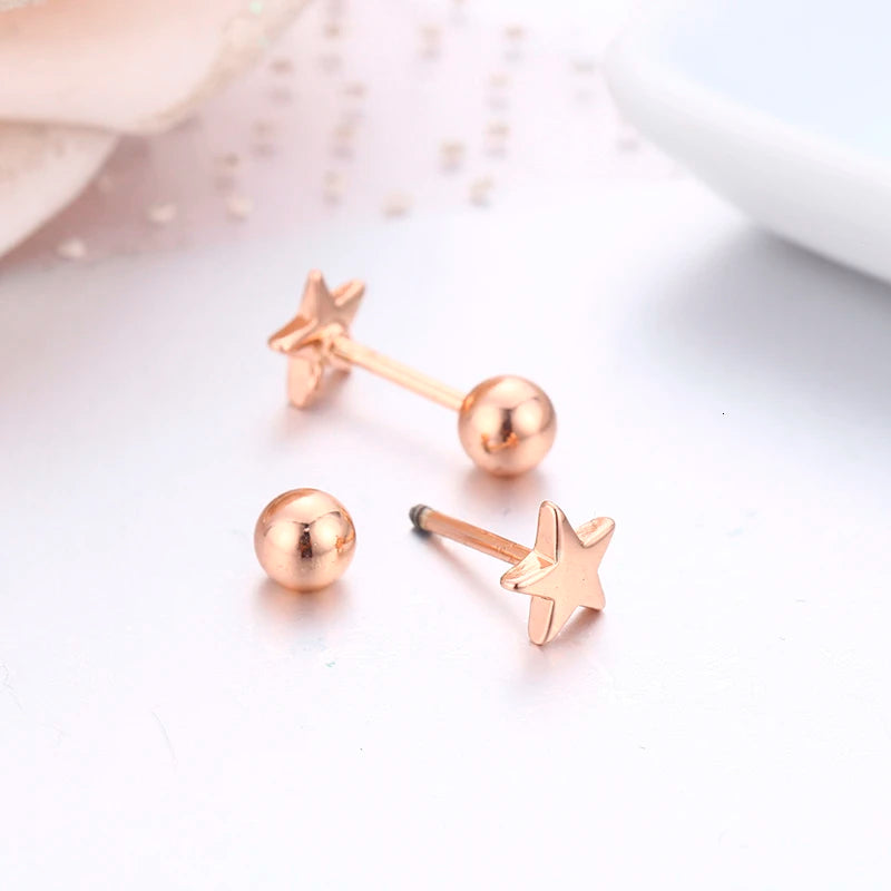 ✨Cute 5-Point Star Screw Back Stud Earrings for Girls & Women | Hypoallergenic Piercing Jewelry ⭐ Dainty Everyday Gift.