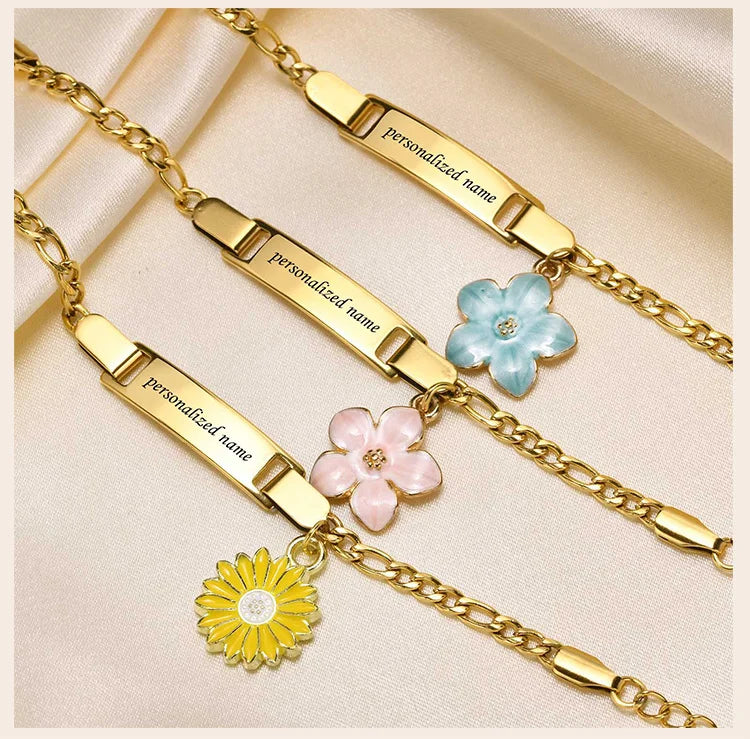 🌸 Personalized Name Bracelet with Flower Charms | Children's Jewelry Gift 🎁