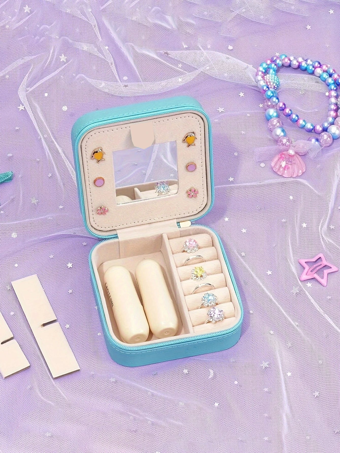 ✨ Kids Travel Jewelry Box with Mirror – Cute Unicorn & Mermaid Design | Portable Jewelry Case for Girls | Birthday & Friendship Gift 🎁