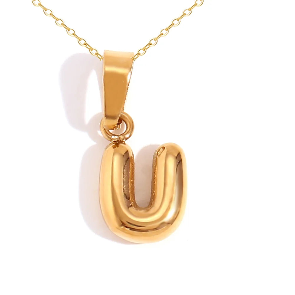 Mini Bubble Letter Pendant Necklace 🔤 | Dainty Unisex Stainless Steel Initial Jewelry for Boys & Girls | Cute A–Z Alphabet Gift Necklace 🎁