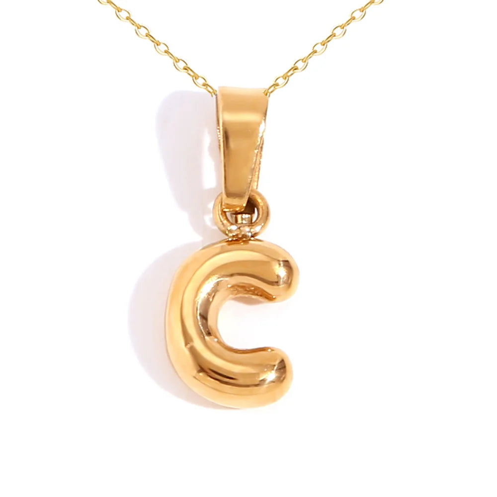 Mini Bubble Letter Pendant Necklace 🔤 | Dainty Unisex Stainless Steel Initial Jewelry for Boys & Girls | Cute A–Z Alphabet Gift Necklace 🎁