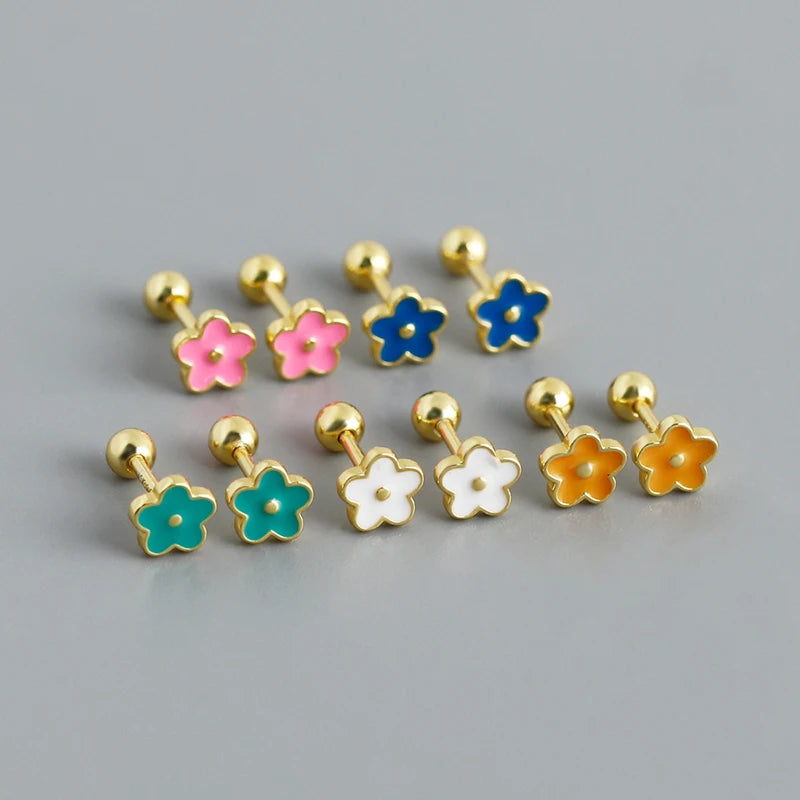 925 Sterling Silver Flower Screw Back Stud Earrings for Girls – Hypoallergenic Piercing Jewelry Gift | Simple & Elegant Kids Earrings 🌟