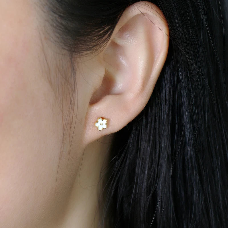 925 Sterling Silver Flower Screw Back Stud Earrings for Girls – Hypoallergenic Piercing Jewelry Gift | Simple & Elegant Kids Earrings 🌟