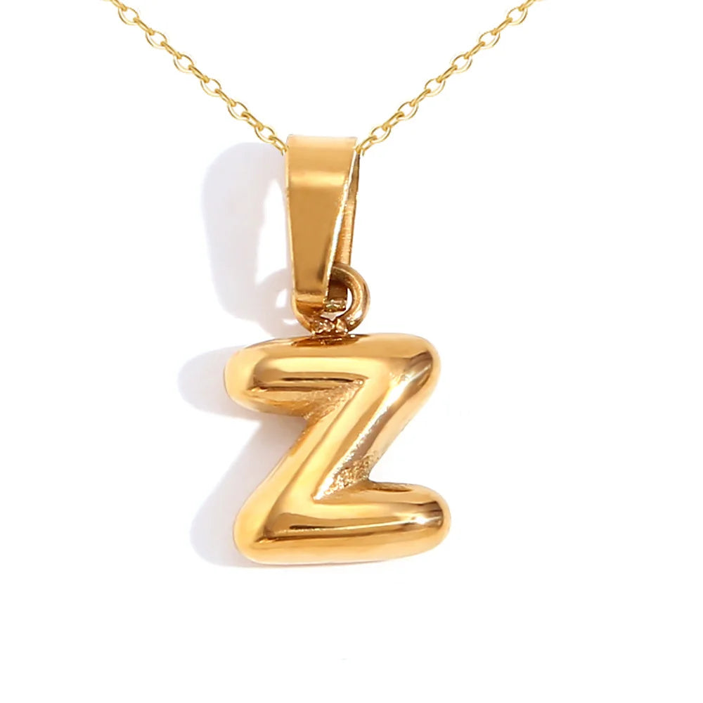 Mini Bubble Letter Pendant Necklace 🔤 | Dainty Unisex Stainless Steel Initial Jewelry for Boys & Girls | Cute A–Z Alphabet Gift Necklace 🎁