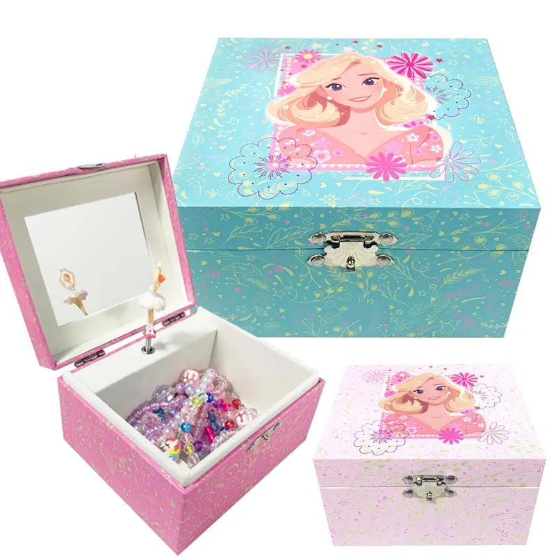 Swan Lake Ballerina Music Jewelry Storage Box – Hand-Cranked Glitter Paper with Mirror & Velvet Lining | Spinning Dancer Gift for Girls!