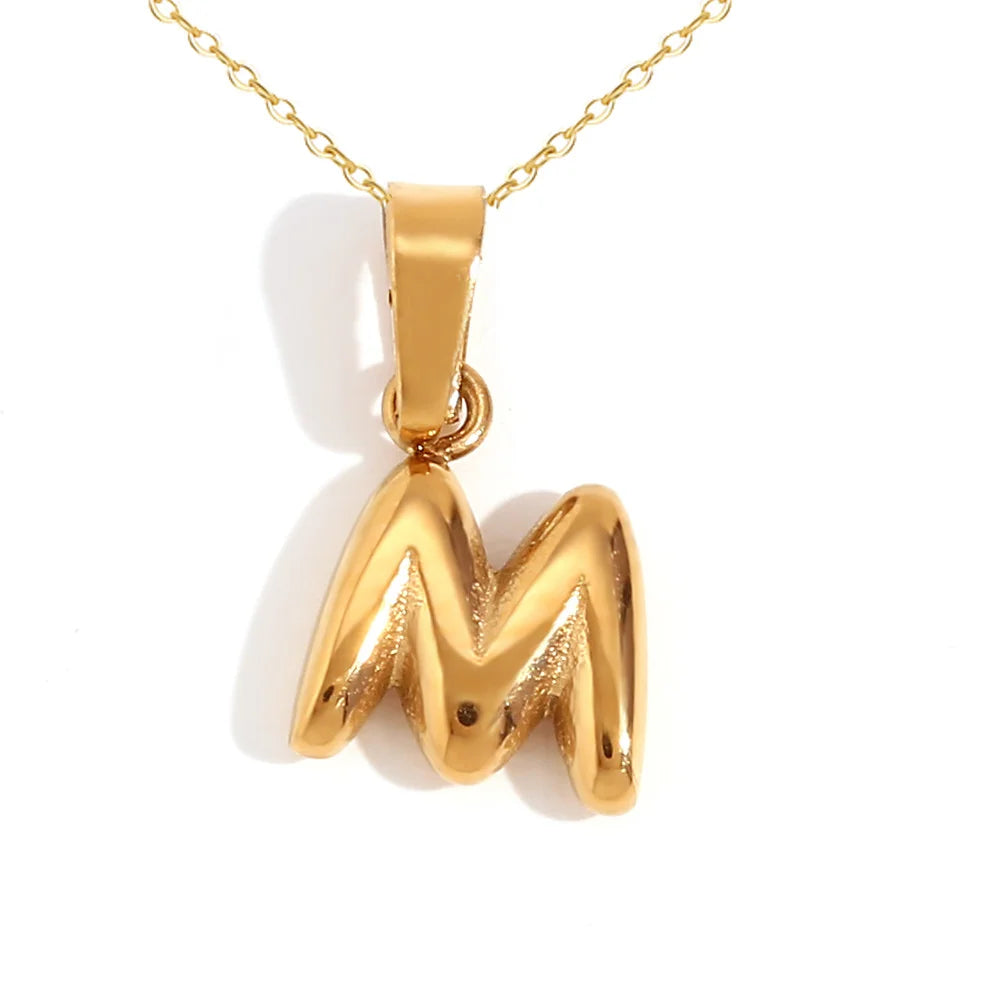 Mini Bubble Letter Pendant Necklace 🔤 | Dainty Unisex Stainless Steel Initial Jewelry for Boys & Girls | Cute A–Z Alphabet Gift Necklace 🎁