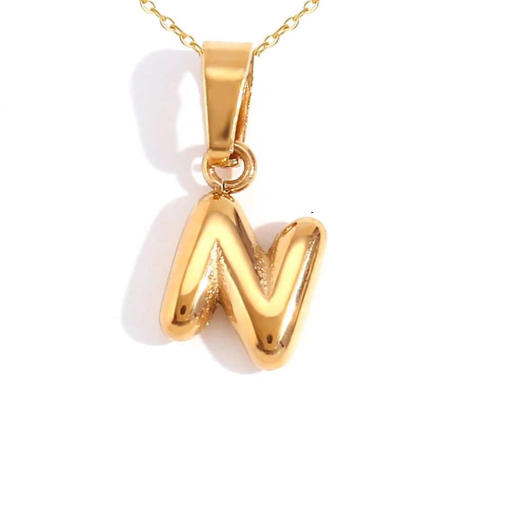 Mini Bubble Letter Pendant Necklace 🔤 | Dainty Unisex Stainless Steel Initial Jewelry for Boys & Girls | Cute A–Z Alphabet Gift Necklace 🎁