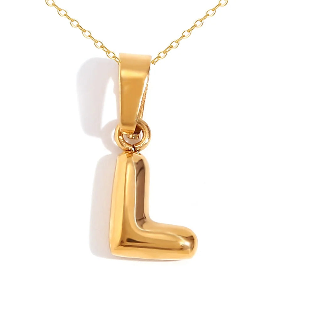 Mini Bubble Letter Pendant Necklace 🔤 | Dainty Unisex Stainless Steel Initial Jewelry for Boys & Girls | Cute A–Z Alphabet Gift Necklace 🎁