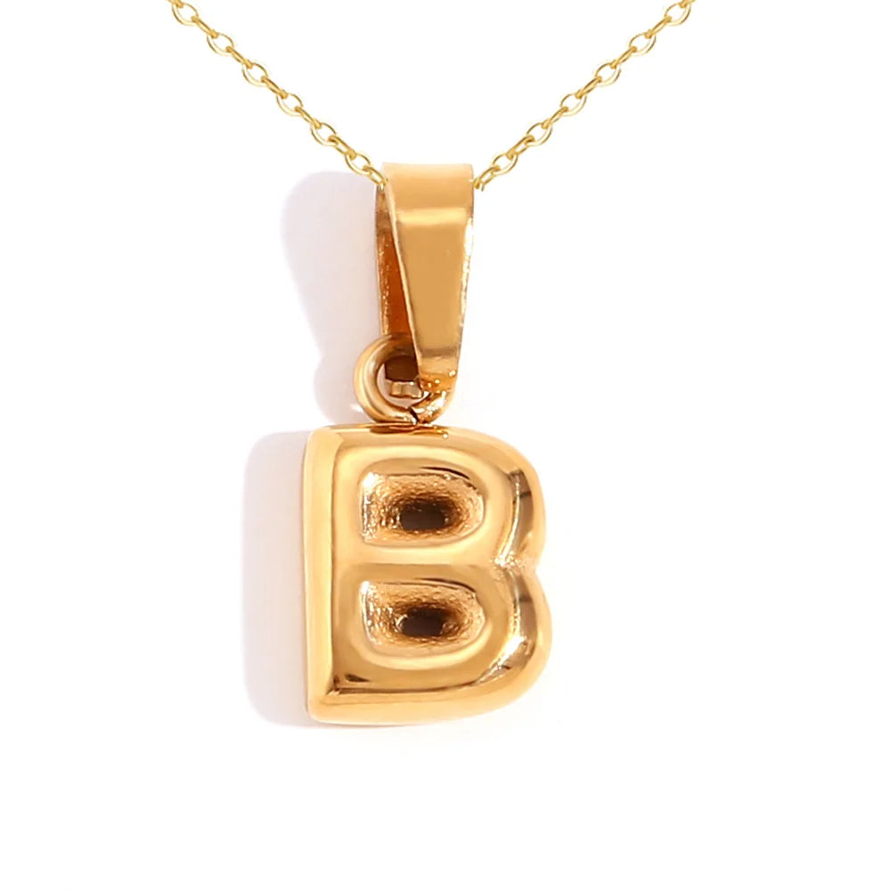 Mini Bubble Letter Pendant Necklace 🔤 | Dainty Unisex Stainless Steel Initial Jewelry for Boys & Girls | Cute A–Z Alphabet Gift Necklace 🎁