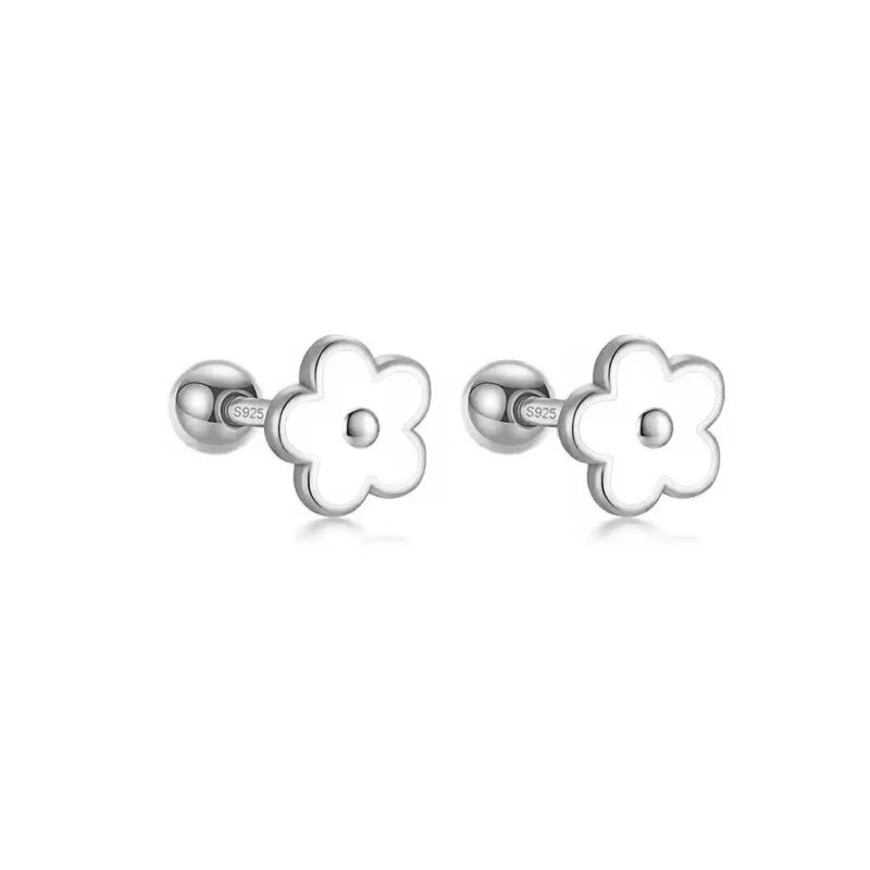 925 Sterling Silver Flower Screw Back Stud Earrings for Girls – Hypoallergenic Piercing Jewelry Gift | Simple & Elegant Kids Earrings 🌟