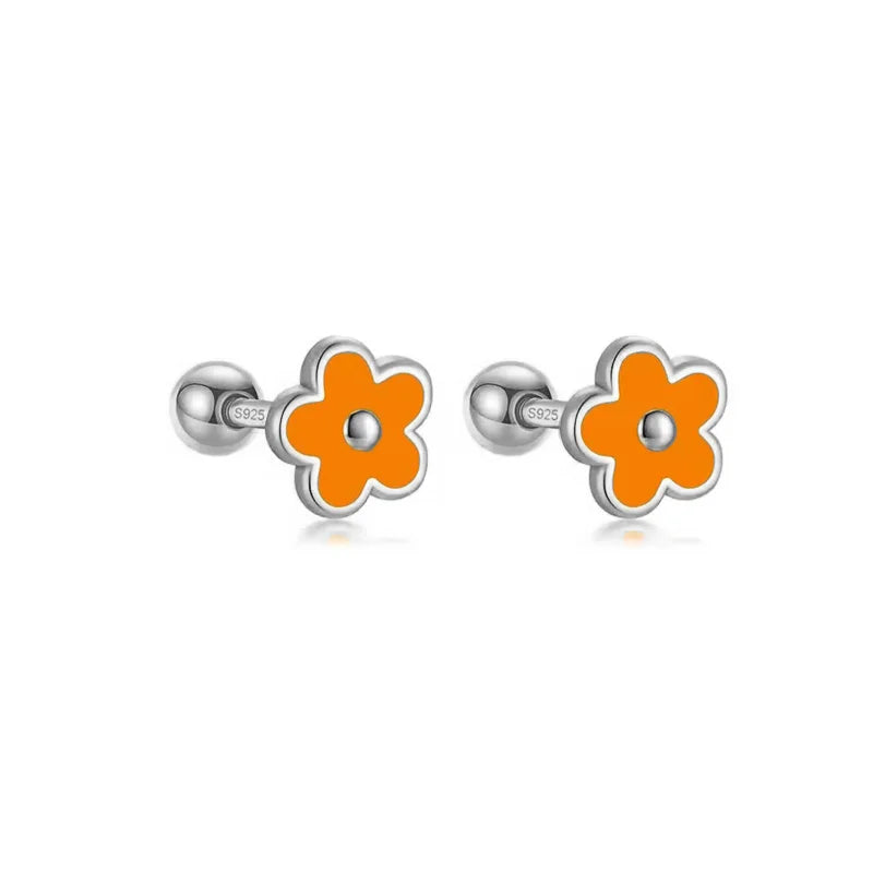 925 Sterling Silver Flower Screw Back Stud Earrings for Girls – Hypoallergenic Piercing Jewelry Gift | Simple & Elegant Kids Earrings 🌟