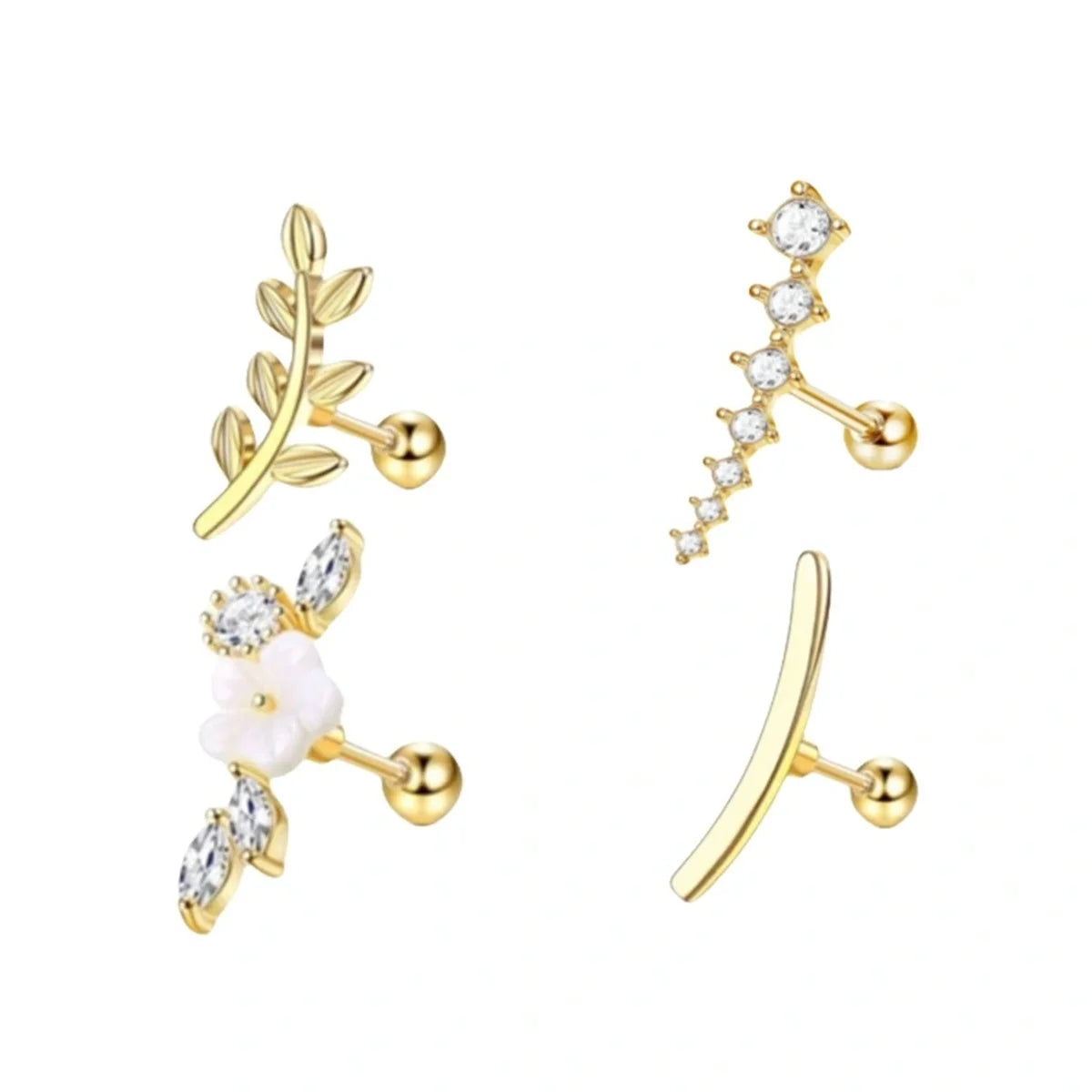 ✨ 4/6/8Pcs Screw Back Stud Earrings – Cubic Zirconia Piercing Jewelry | Hypoallergenic & Secure 💎