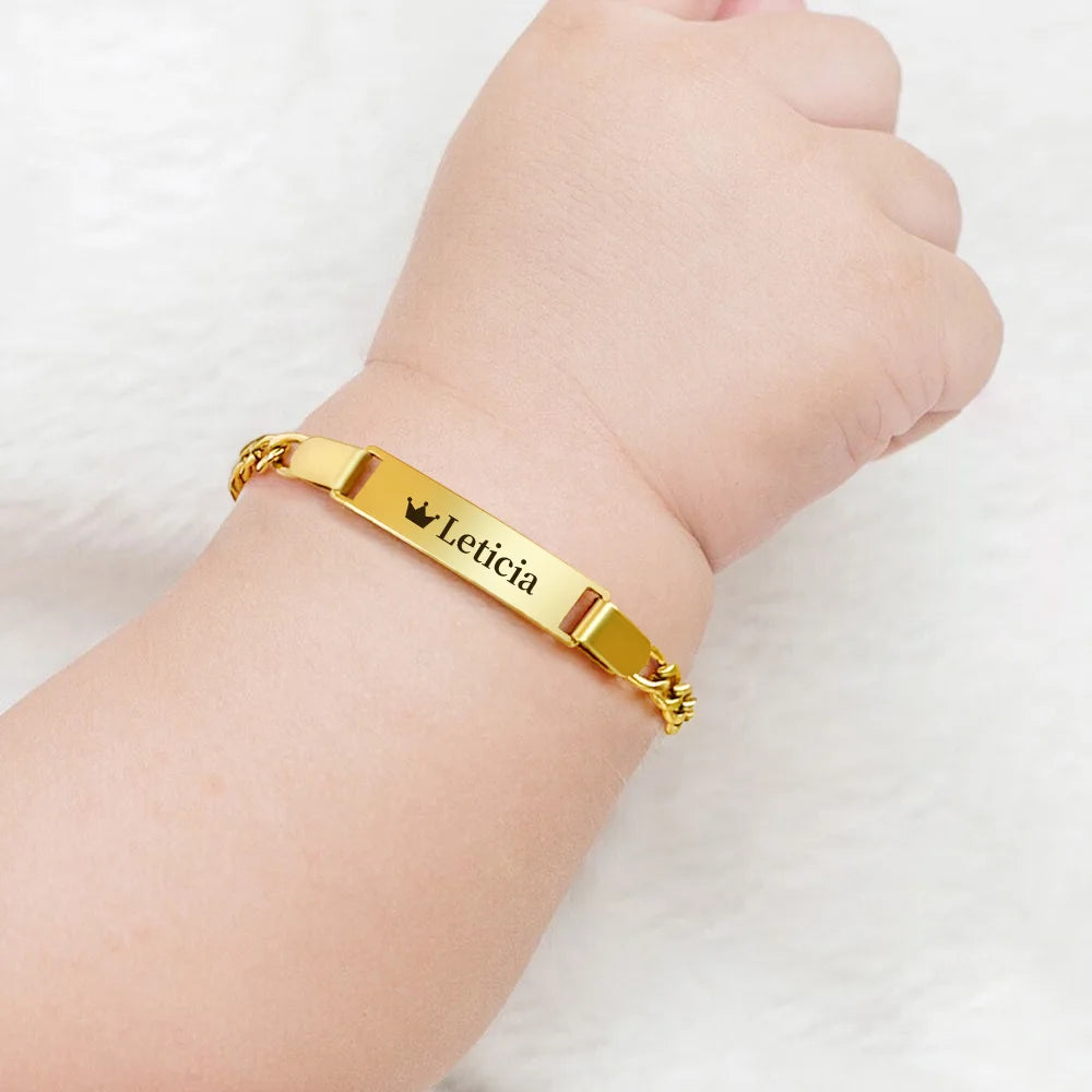 Custom Stainless Steel Baby Name ID Bracelet: The Perfect Personalized Gift!