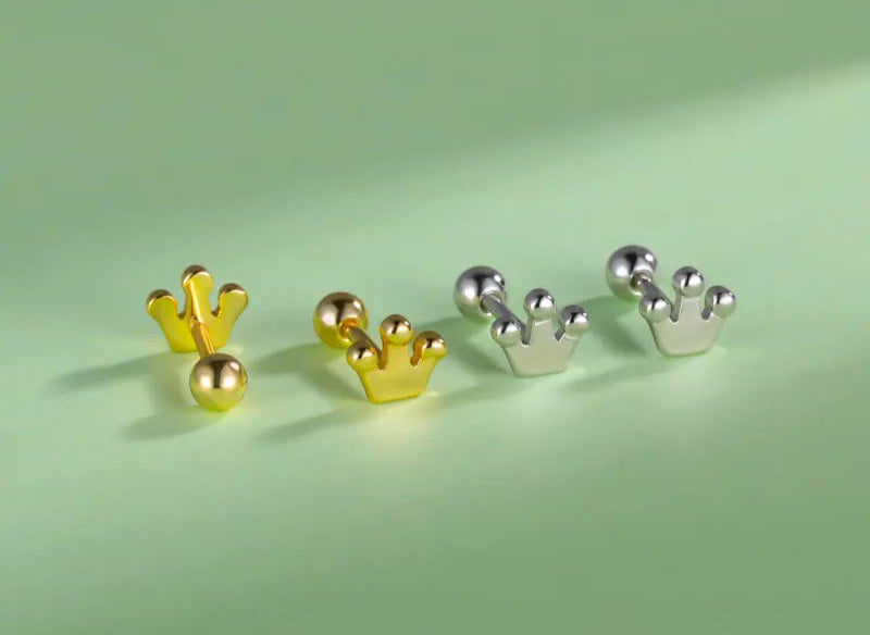 925 Sterling Silver Crown Stud Earrings 👑 | Screw Back Hypoallergenic Fine Jewelry for Girls & Women – Royal Style, Everyday Comfort!