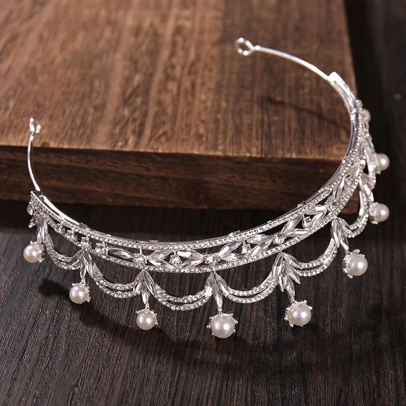 Elegant Baroque Pearl Tiara 👑 | Princess Diadem for Girls – Pageant, Wedding, Prom & Party Hair Accessory!