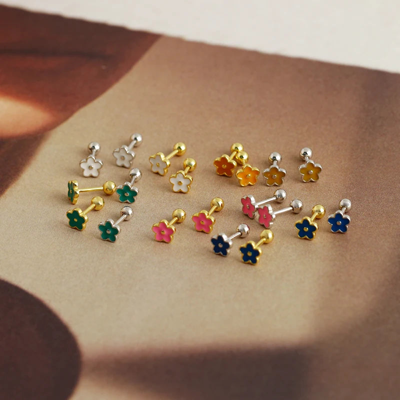 925 Sterling Silver Flower Screw Back Stud Earrings for Girls – Hypoallergenic Piercing Jewelry Gift | Simple & Elegant Kids Earrings 🌟