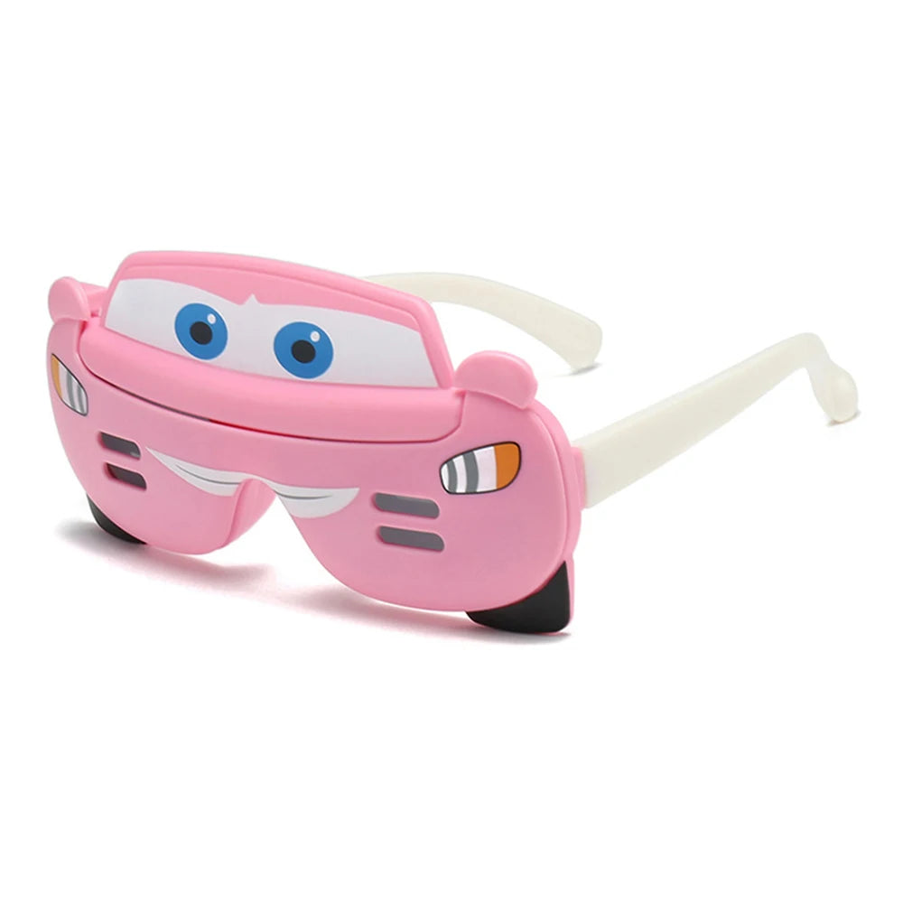 Cartoon Cars Party Kids Sunglasses – UV400 Polarized Flip-Cover Goggles for Children | Soft Protective Eyewear Gift!
