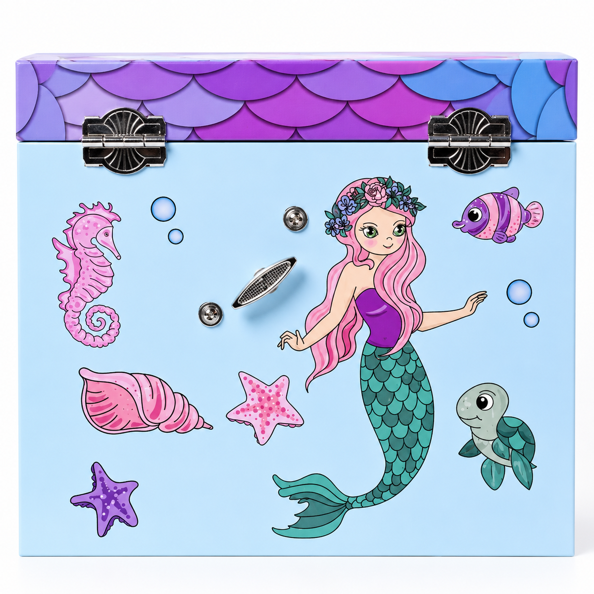 Mermaid jewellery organizer box with soft interior lining