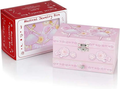 Kids Musical Jewelry Box with Drawer – Ballerina Theme, Swan Lake Tune, Velvet Lining | Girls Keepsake Organizer with Spinning Dancer 🎀