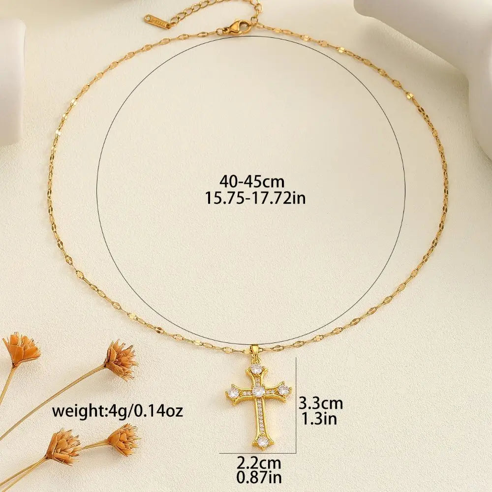 Simple CZ Studded Unisex Cross Necklace – Elegant Everyday Pendant for Boys & Girls | Versatile Sparkling Faith Jewellery Gift!