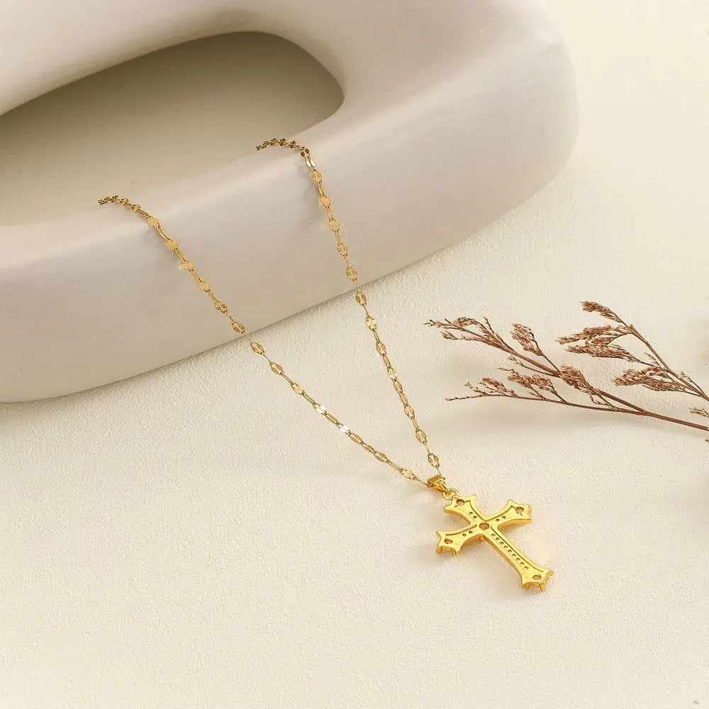 Simple CZ Studded Unisex Cross Necklace – Elegant Everyday Pendant for Boys & Girls | Versatile Sparkling Faith Jewellery Gift!