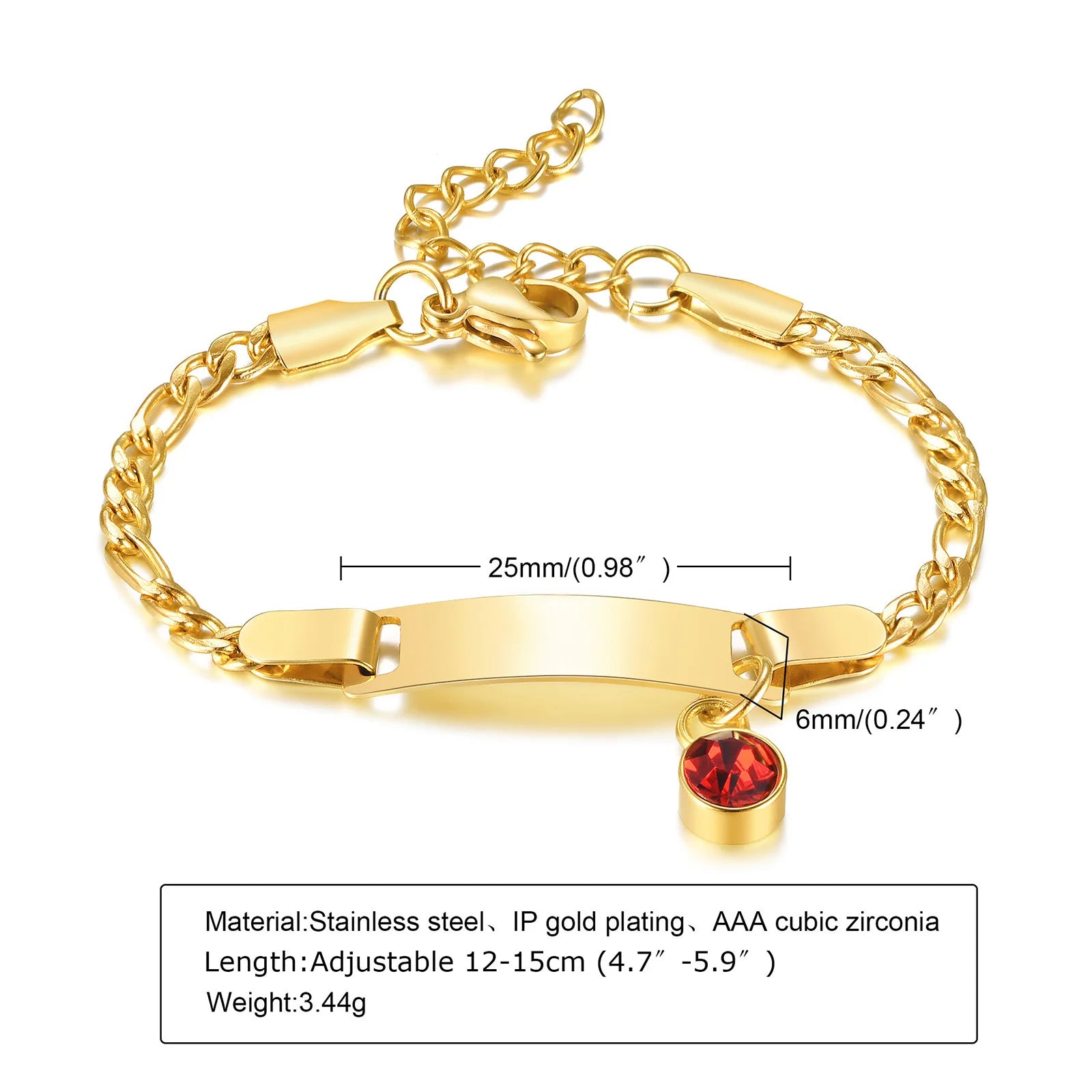 Celebrate Milestones: Engravable Link Chain Bracelet with Name Birth Date Plate!