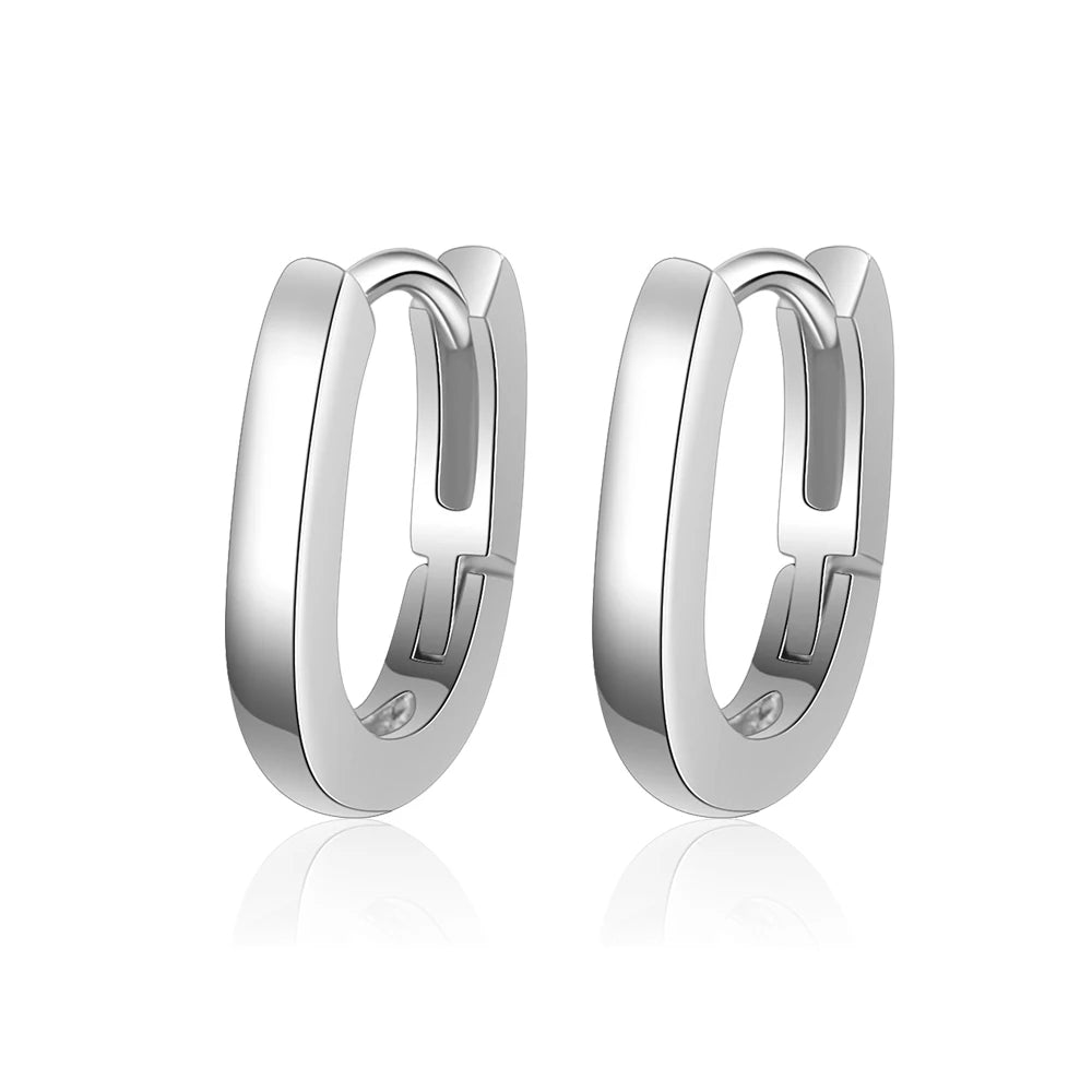925 Sterling Silver 18K Gold U-Shaped Earrings for Girls – Simple Glossy Minimalist Jewellery Gift!