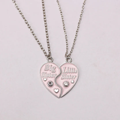 2PCS Big Sister Little Sister Heart Necklace Set for Girls | BFF Friendship Spliced Pendant Birthday Gift