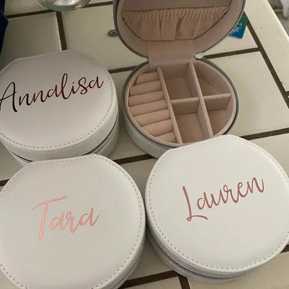 Personalised Jewellery Box for Girls | Custom Travel Jewellery Case | PU Leather Organiser | Bridesmaid, Birthday & Christmas Gift.